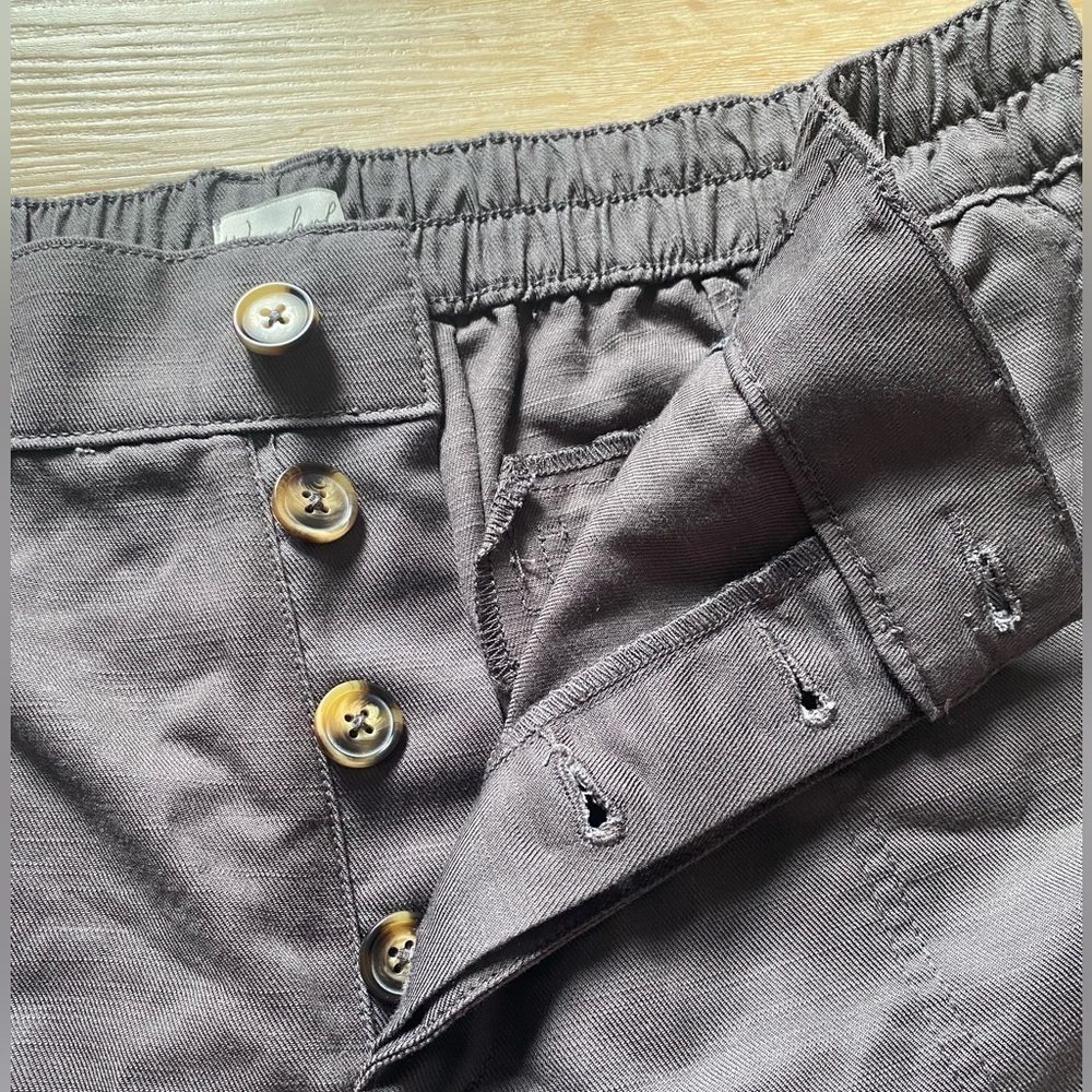 Wonderly High Rise Elastic Waist Button Fly Utility Shorts NWT in Dark Gray - Picture 3 of 7
